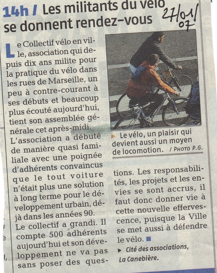 2007.01.27.20 minutes.Les militants du vélo se donnent