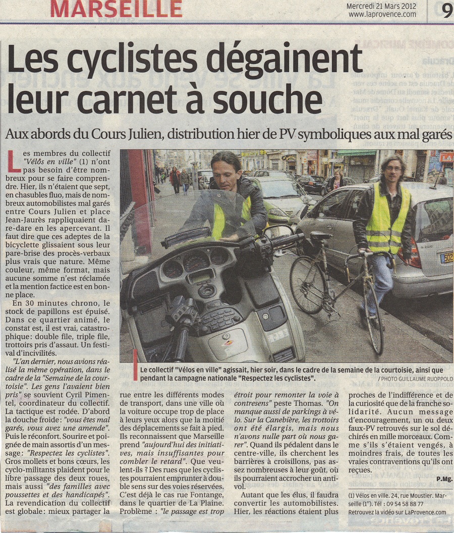 2012.03.21.La Provence.Les cyclistes dégainent leur carnet à souche900