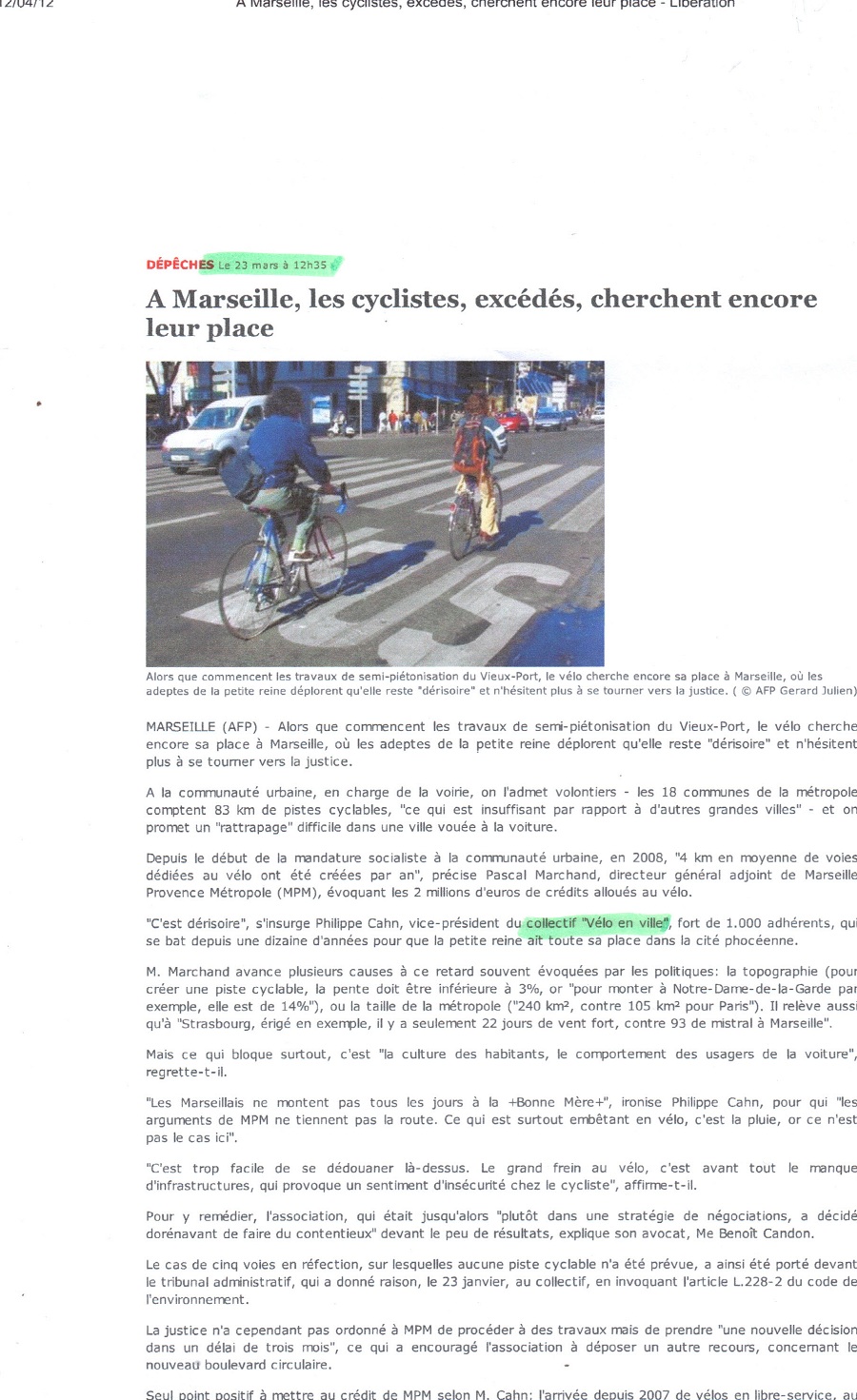 2012.03.23.Libération.A Marseille les cyclistes excédés cherchent encore leur place900