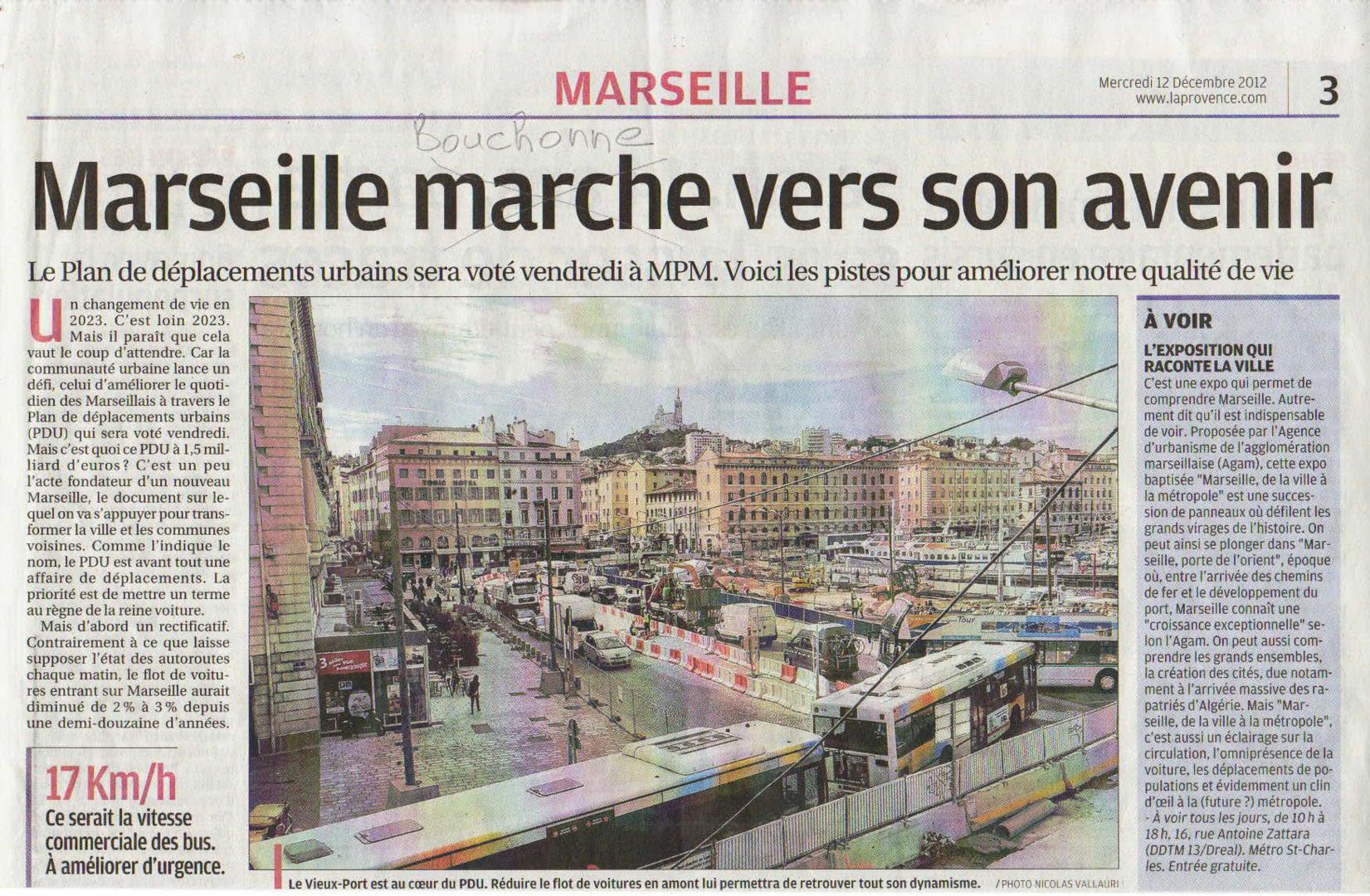 2012.12.12.La Provence2.Marseille veut chasser la voiture