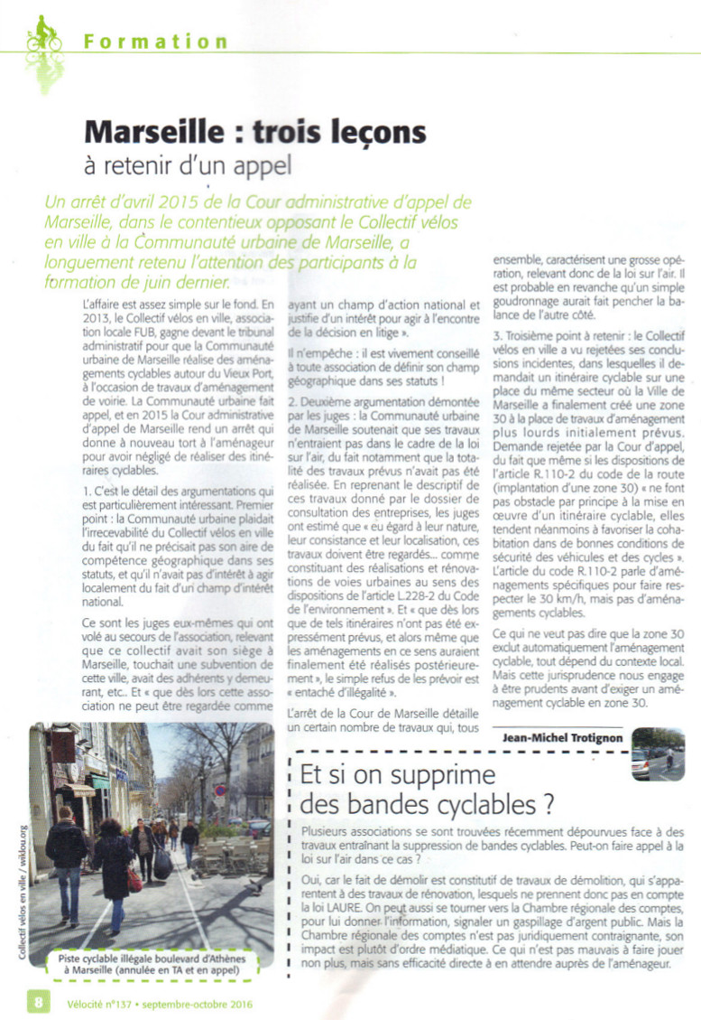 Vlocit - sept-oct 2016 - Marseille trois leons  retenir dun appel