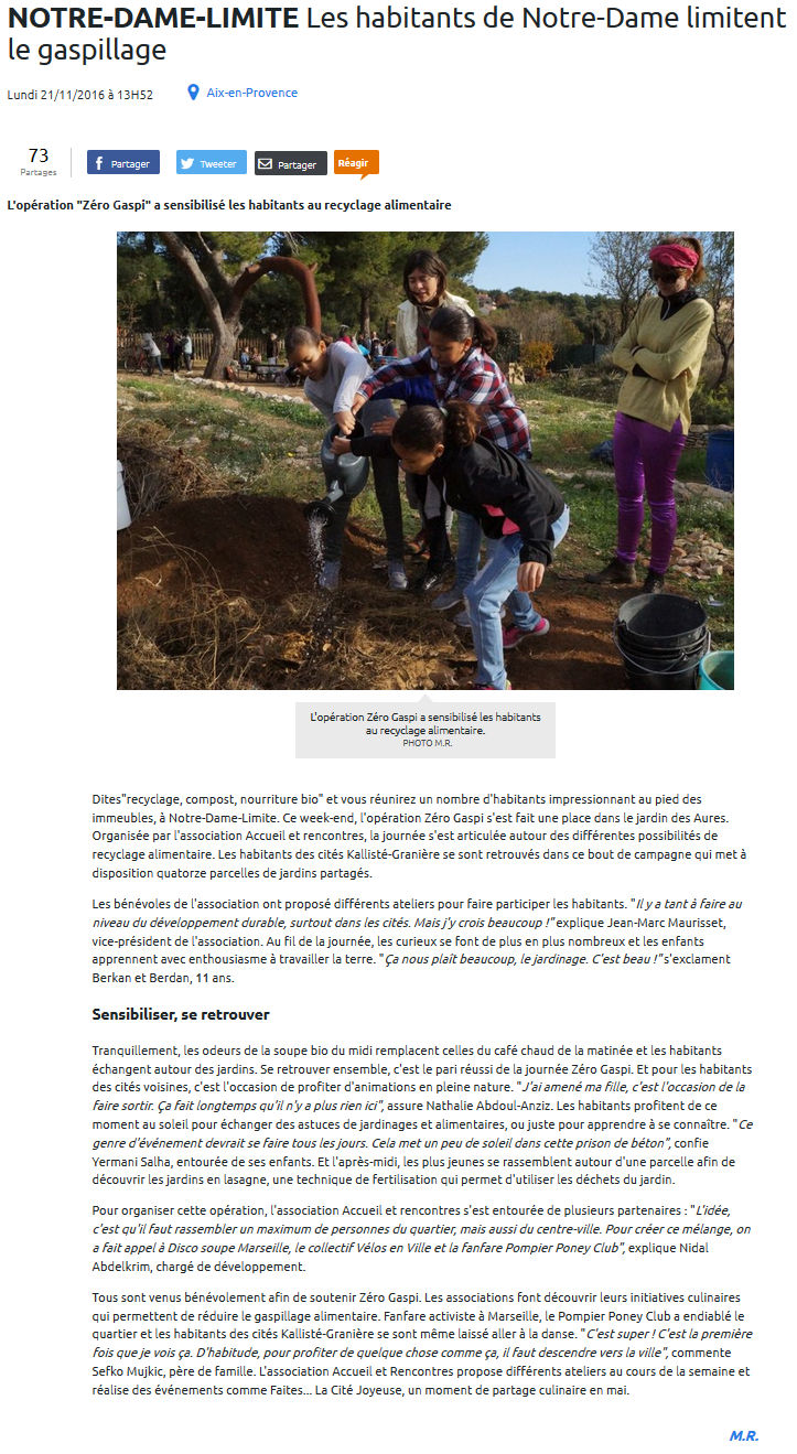 cvv zerogaspi marseille, Collectif Vélos en Ville, Le jardin des Aures, Disco soupe Marseille, La Provence, Opération zero gaspi, Marseille