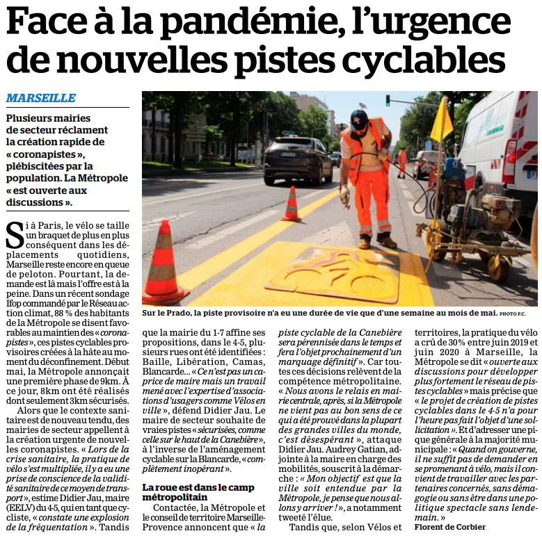 La Marseillaise, vélo coronapiste, marseille