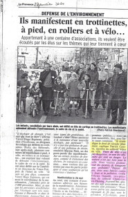 La Provence, 27 janvier 2001 - 2001 - Collectif Vélos En Ville