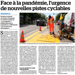 La Marseillaise, 22 septembre 2020 - Collectif Vélos en Ville
